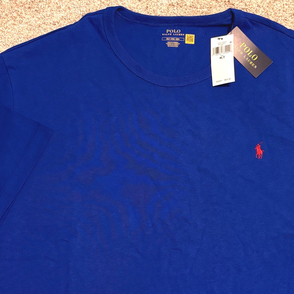 Polo Ralph Lauren T-Shirt NWT Mens 4LT Short Sleeve Crewneck Blue Red Pony Logo